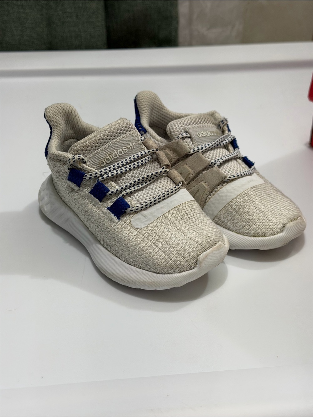 adidas Kids Cream Sneakers with Navy Accents